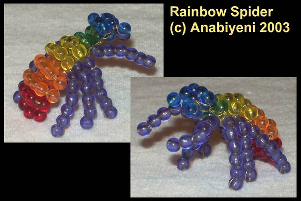 Beaded rainbow colored spideer sculpture