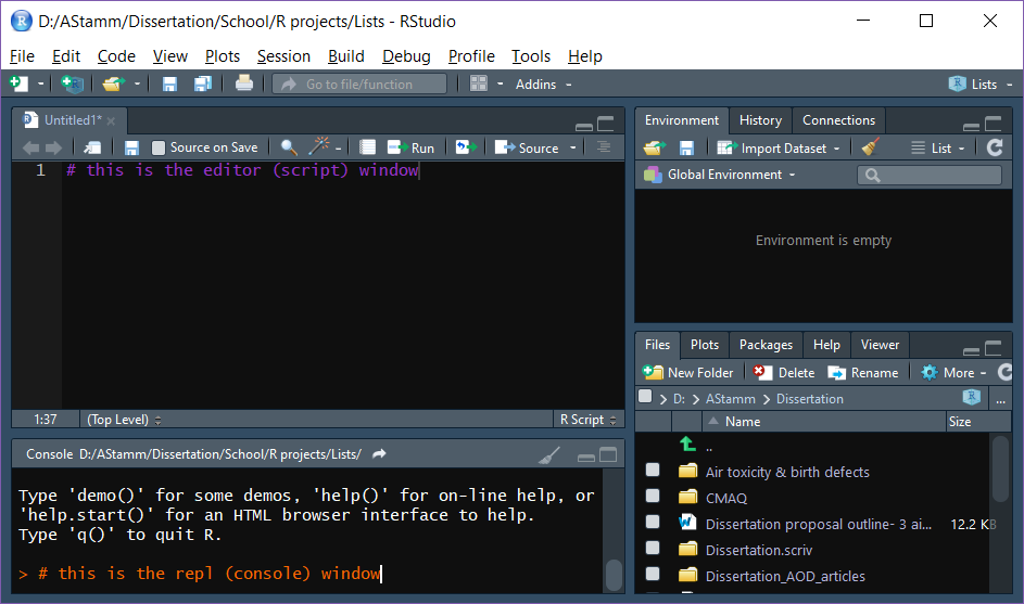 Second Screenshot of RStudio